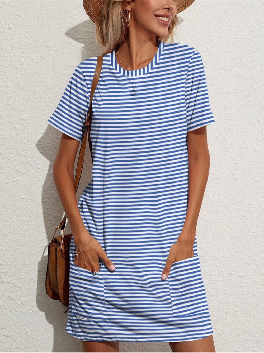 Blue and White Striped Women's Dress